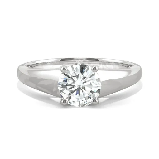 Round Moissanite Solitaire Ring With Tapered Band In 14K Gold (1 Ct.)