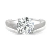 Round Moissanite Solitaire Ring With Tapered Band In 14K Gold (1 7/8 Ct.)
