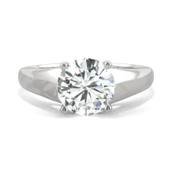 Round Moissanite Solitaire Ring With Tapered Band In 14K Gold (1 7/8 Ct.)