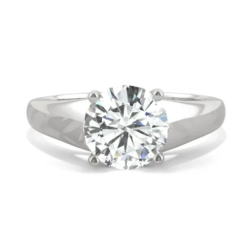 Round Moissanite Solitaire Ring With Tapered Band In 14K Gold (1 7/8 Ct.)