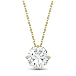Round Moissanite Solitaire Pendant In 14K Yellow Gold (2 Ct.)