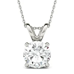 Round Moissanite Solitaire Pendant In 14K White Gold (3 Ct.)