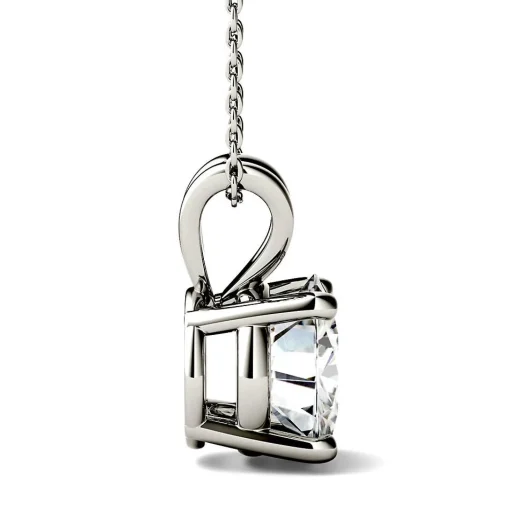 Round Moissanite Solitaire Pendant In 14K White Gold (3 Ct.)