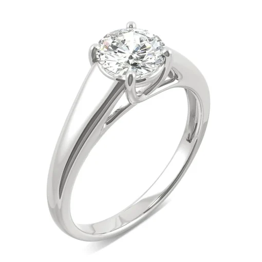 Round Moissanite Solitaire Ring With Tapered Band In 14K Gold (1 Ct.)