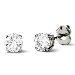 Round Moissanite Stud Earrings In 14K White Gold (1 Ct. Tw.)
