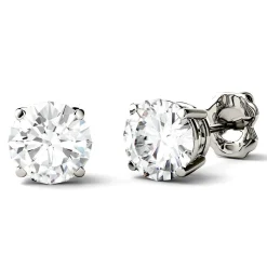 Round Moissanite Stud Earrings In 14K White Gold (2 Ct. Tw.)