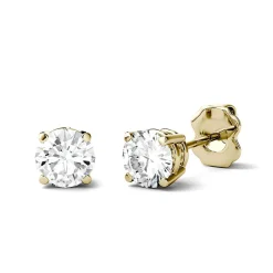 Round Moissanite Stud Earrings In 14K Yellow Gold (1 Ct. Tw.)