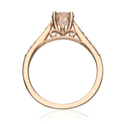 Round Morganite & Diamond Ring In 14K Rose Gold (1/10 Ct. Tw.)