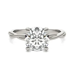 Round Solitaire Moissanite Ring With Twist Band In 14K White Gold (1 7/8 Ct. Tw.)
