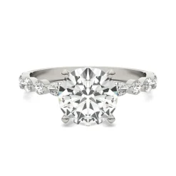 Round Solitaire Moissanite Ring In 14K White Gold (2 1/3 Ct. Tw.)