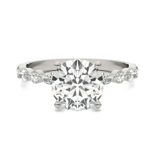 Round Solitaire Moissanite Ring In 14K White Gold (2 1/3 Ct. Tw.)