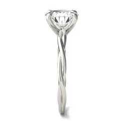 Round Solitaire Moissanite Ring With Twist Band In 14K White Gold (1 7/8 Ct. Tw.)