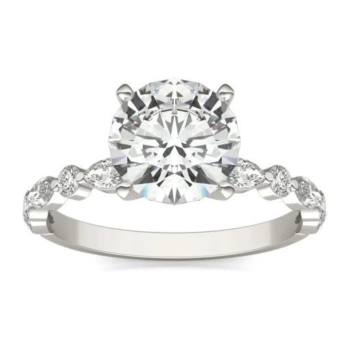 Round Solitaire Moissanite Ring In 14K White Gold (2 1/3 Ct. Tw.)