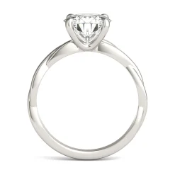 Round Solitaire Moissanite Ring With Twist Band In 14K White Gold (1 7/8 Ct. Tw.)