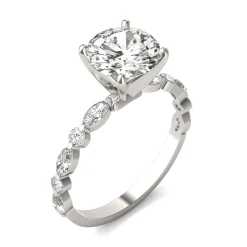 Round Solitaire Moissanite Ring In 14K White Gold (2 1/3 Ct. Tw.)