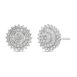 Round Starburst Halo Stud Earrings (1 ½ Ct. Tw.)