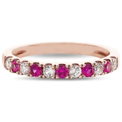 Ruby & 1/4 Ct. Tw. Diamond Band In 10K Rose Gold