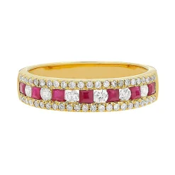 Ruby & 1/3 Ct. Tw. Diamond Band In 10K Yellow Gold