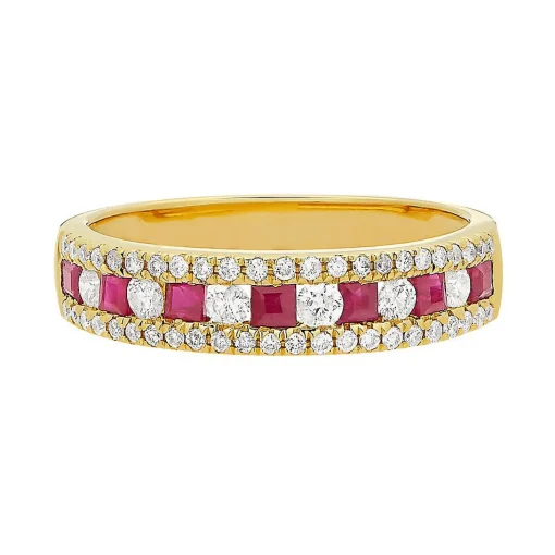 Ruby & 1/3 Ct. Tw. Diamond Band In 10K Yellow Gold