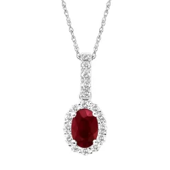 Ruby & 1/5 Ct. Tw. Diamond Pendant In 10K White Gold
