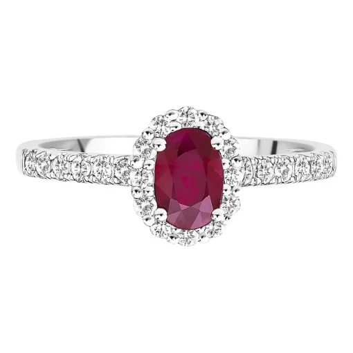 Ruby & 1/4 Ct. Tw. Diamond Ring In 10K White Gold