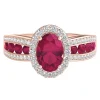 Ruby & 1/4 Ct. Tw. Diamond Ring In 10K Rose Gold
