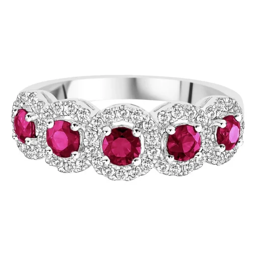 Ruby & 1/3 Ct. Tw. Diamond Ring In 14K White Gold