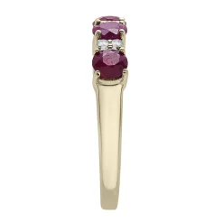 Ruby & Diamond Accent Band In 10K Yellow Gold
