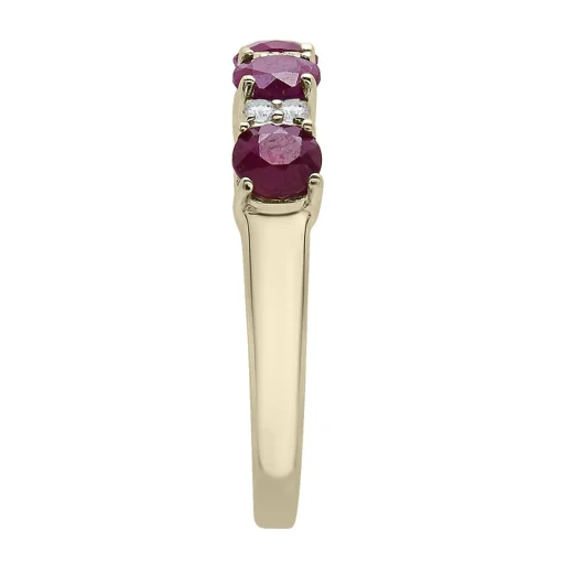 Ruby & Diamond Accent Band In 10K Yellow Gold