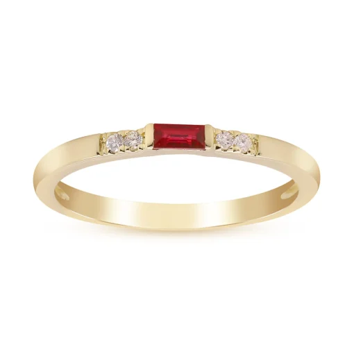 Ruby & Diamond Accent Stacking Ring In 10K Yellow Gold