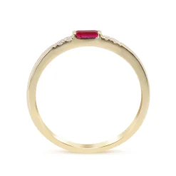 Ruby & Diamond Accent Stacking Ring In 10K Yellow Gold