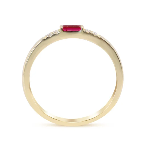 Ruby & Diamond Accent Stacking Ring In 10K Yellow Gold