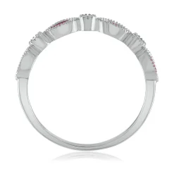 Ruby & Diamond Accent Stack Ring In 14K White Gold