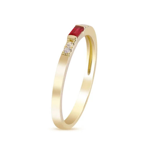 Ruby & Diamond Accent Stacking Ring In 10K Yellow Gold