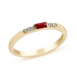 Ruby & Diamond Accent Stacking Ring In 10K Yellow Gold