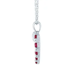 Ruby & Diamond Heart Pendant In 10K White Gold