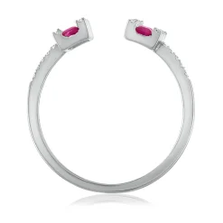 Ruby & Diamond Open Bar Ring In 14K White Gold (1/7 Ct. Tw.)