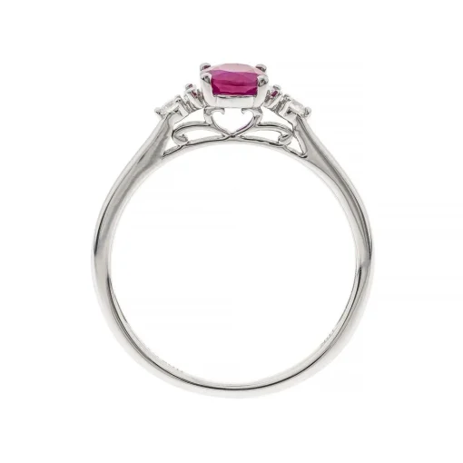 Ruby & Diamond Ring In 10K White Gold