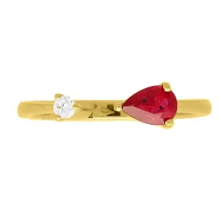 Ruby & Diamond Ring In 10K Yellow Gold