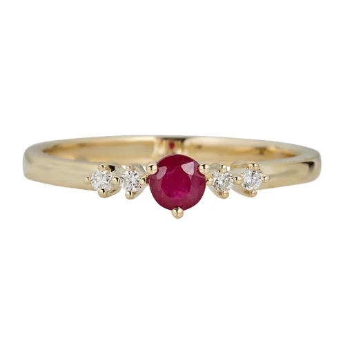 Ruby & Diamond Ring In 10K Yellow Gold