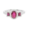 Ruby & Diamond Ring With Oval & Emerald-Cut In 14K White Gold (1/5 Ct. Tw.)