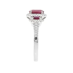 Ruby & Diamond Ring With Oval & Emerald-Cut In 14K White Gold (1/5 Ct. Tw.)