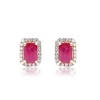 Ruby And Diamond Earrings In 14K Yellow Gold (1/5 Ct. Tw.)