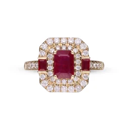 Ruby And Diamond Ring In 14K Yellow Gold (5/8 Ct. Tw.)