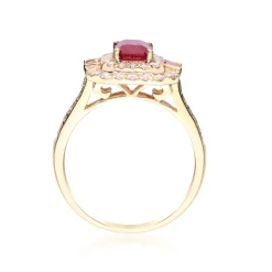 Ruby And Diamond Ring In 14K Yellow Gold (5/8 Ct. Tw.)