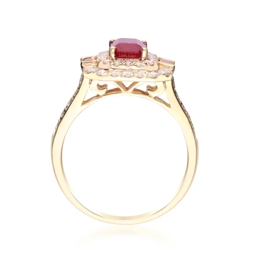 Ruby And Diamond Ring In 14K Yellow Gold (5/8 Ct. Tw.)
