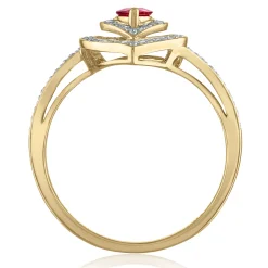 Ruby And Diamond Ring In 10K Yellow Gold (1/8 Ct. Tw.)