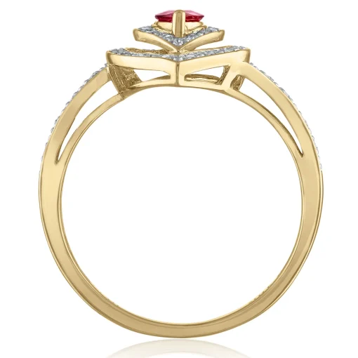Ruby And Diamond Ring In 10K Yellow Gold (1/8 Ct. Tw.)