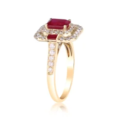 Ruby And Diamond Ring In 14K Yellow Gold (5/8 Ct. Tw.)