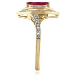 Ruby And Diamond Ring In 10K Yellow Gold (1/8 Ct. Tw.)